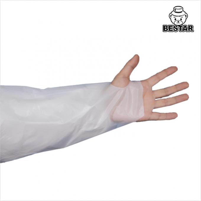 Medical CPE Long Sleeve Apron Elastic Cuff Blue Disposable Aprons For