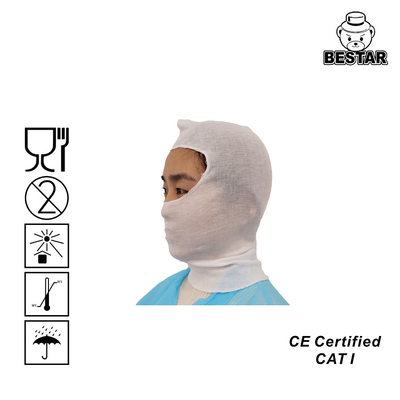 35CM White Cotton Protective Hood FDA Disposable Hood With Overlock Sewing