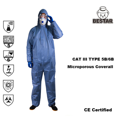 Microporous film Type 5B/6B EN14126 Virus Protection Medical Coverall for Hospital