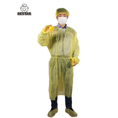 Yellow Disposable Isolation Gown Medical Isolation Gowns For Protection