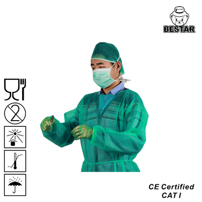 Green Ppe Disposable Gown AAMI PB70 LEVEL 2 Waterproof Isolation Gown