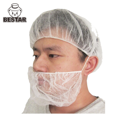 White Non woven Disposable Beard Cover Single Loop 18'' For Food Processing