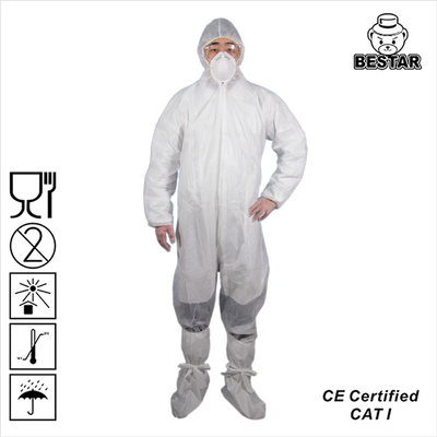 White Spp PE Waterproof Disposable Medical Coveralls