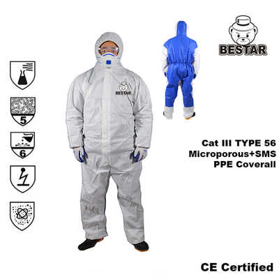 Disposable CE Certified TYPE 5/6 Microporous Film + SMS Coverall