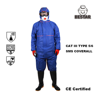 Nonwoven Cat III Type 5/6 SMS Coverall for Medical and Hospital