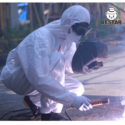 CAT III Flame Retardant Type 5/6 White SMS Coverall for Oil Industry