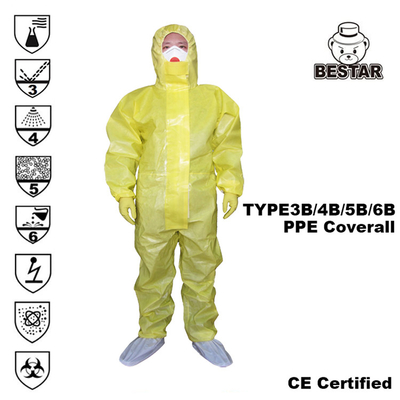 TYPE 3B/4B/5B/6B Throw Away Disposable Medical Coveralls Workwear For Biological