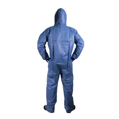 Nonwoven Blue Disposable Medical Coveralls Painters Jumpsuit With Hood Zipper