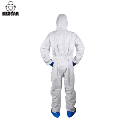 Antistatic Disposable Microporous Coverall Suits With Hood And Boots For Food Processing