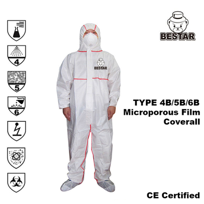 BESTAR Microporous Disposable Boiler Suits Polypropylene Coveralls Type 4B/5B/6B