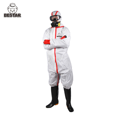 Cat III Type 5/6 SMS Disposable Protective Coverall Jumpsuits For Asbestos Removal