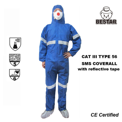 Cat III Reflective Disposable Painters Coveralls Disposable Isolation Coveralls Type 5/6