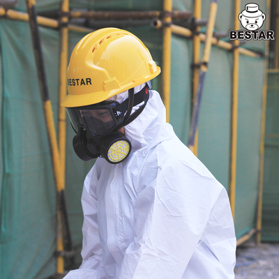 Type 5 And 6 Microporous Film Protective Disposable Coverall Suit For Laboratory