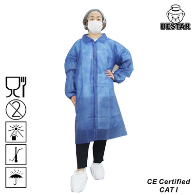 Small Blue Yellow PP Disposable Lab Coat Jackets For Dental 65g/m2
