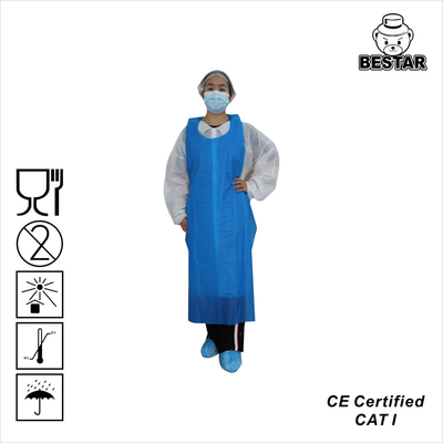 Custom XXL Blue TPE Full Sleeve Disposable Apron For Food Processing