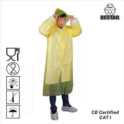 Waterproof PE Plastic Disposable Rain Ponchos Gown With Hood