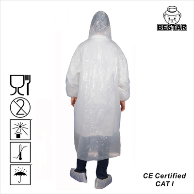 LDPE White Polypropylene Disposable Lab Coat Poncho With Hood