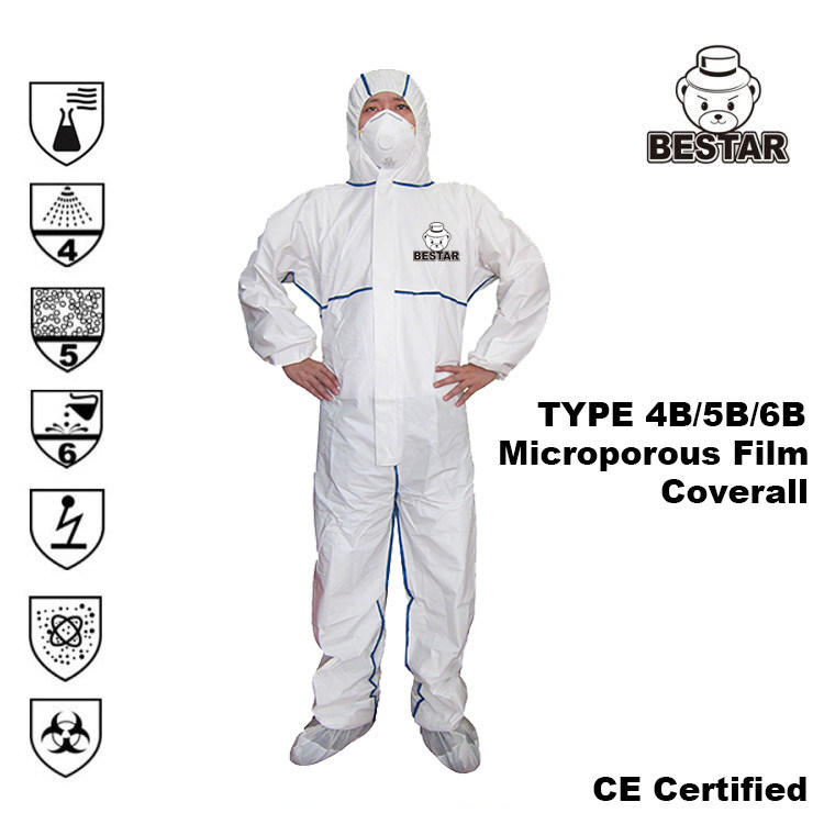 TYPE 4B/5B/6B Disposable Protective Coverall White Disposable Coverall